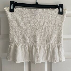 American Eagle White Smocked Tube Top Size M